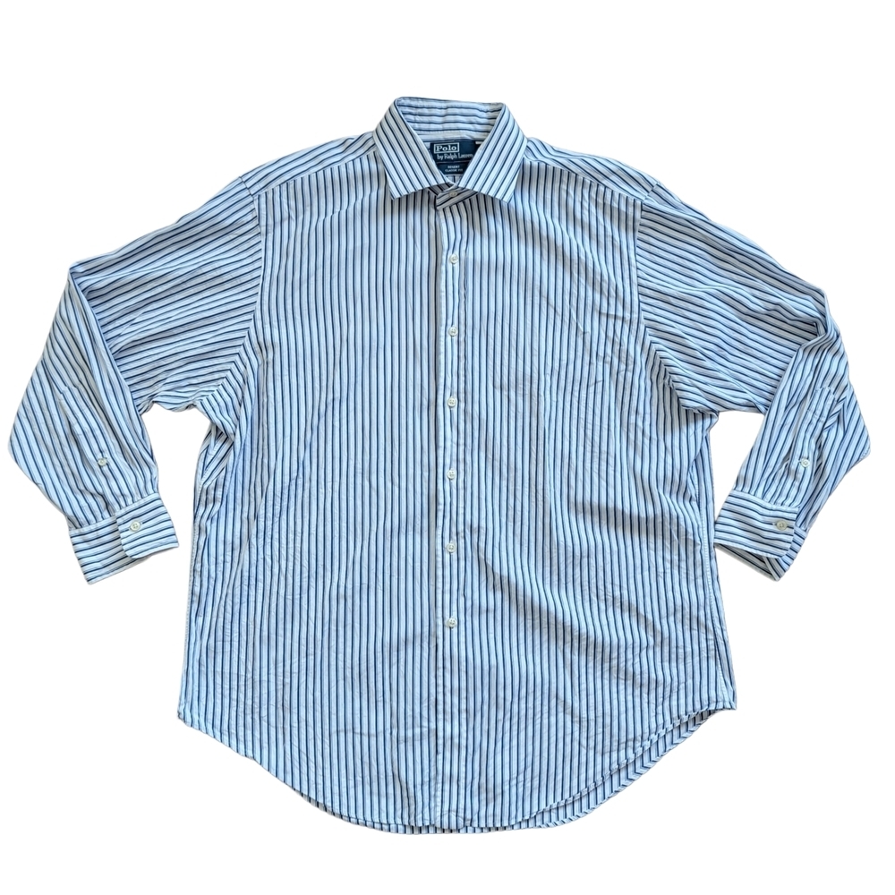 Polo Ralph Lauren Blue Striped Regent Classic Fit Button Down Shirt 17.5/33